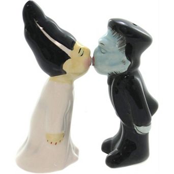 Zombie Monster And Bride Kissing Magnetic Ceramic Salt and Pepper Shaker Set