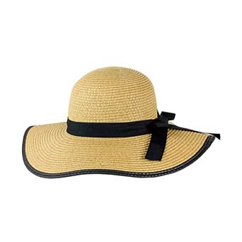 Magid Ribbon & Bow Straw Floppy Hat