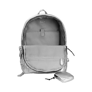 Joan & David Tubular Quilted Metallic Puffer Nylon 18-Inch Workbook Backpack
