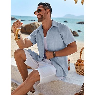 COOFANDY Mens Dress Shirts Casual Short Sleeve Button Button Down Shirt Beach Shirt