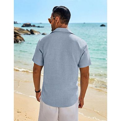 COOFANDY Mens Dress Shirts Casual Short Sleeve Button Button Down Shirt Beach Shirt