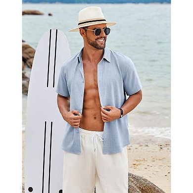 COOFANDY Mens Dress Shirts Casual Short Sleeve Button Button Down Shirt Beach Shirt