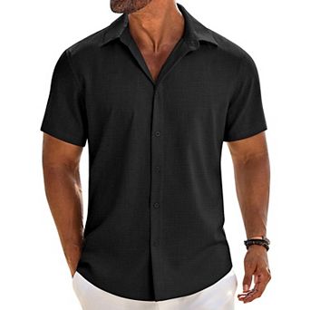 COOFANDY Mens Dress Shirts Casual Short Sleeve Button Button Down Shirt Beach Shirt