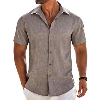 COOFANDY Mens Dress Shirts Casual Short Sleeve Button Button Down Shirt Beach Shirt