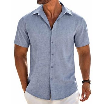 COOFANDY Mens Dress Shirts Casual Short Sleeve Button Button Down Shirt Beach Shirt
