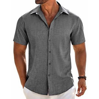 COOFANDY Mens Dress Shirts Casual Short Sleeve Button Button Down Shirt Beach Shirt