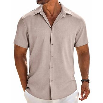 COOFANDY Mens Dress Shirts Casual Short Sleeve Button Button Down Shirt Beach Shirt