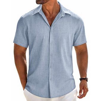 COOFANDY Mens Dress Shirts Casual Short Sleeve Button Button Down Shirt Beach Shirt