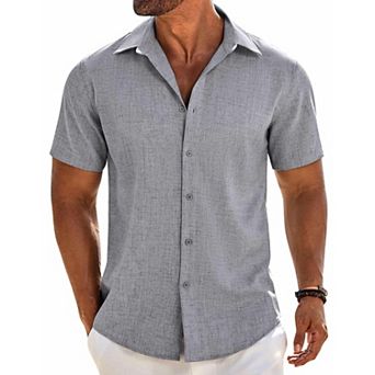COOFANDY Mens Dress Shirts Casual Short Sleeve Button Button Down Shirt Beach Shirt