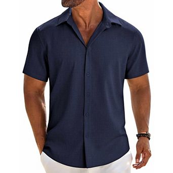 COOFANDY Mens Dress Shirts Casual Short Sleeve Button Button Down Shirt Beach Shirt
