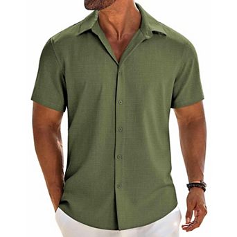 COOFANDY Mens Dress Shirts Casual Short Sleeve Button Button Down Shirt Beach Shirt
