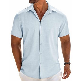COOFANDY Mens Dress Shirts Casual Short Sleeve Button Button Down Shirt Beach Shirt