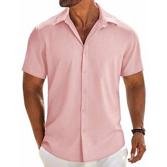 COOFANDY Mens Dress Shirts Casual Short Sleeve Button Button Down Shirt Beach Shirt