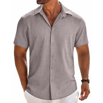 COOFANDY Mens Dress Shirts Casual Short Sleeve Button Button Down Shirt Beach Shirt