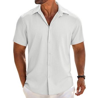 COOFANDY Mens Dress Shirts Casual Short Sleeve Button Button Down Shirt Beach Shirt