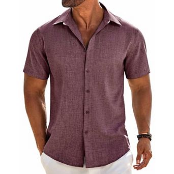 COOFANDY Mens Dress Shirts Casual Short Sleeve Button Button Down Shirt Beach Shirt