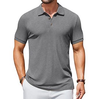 COOFANDY Men's Ribbed Polo Shirts Short Sleeve Casual Slim Fit Golf Shirt Polo T-Shirts