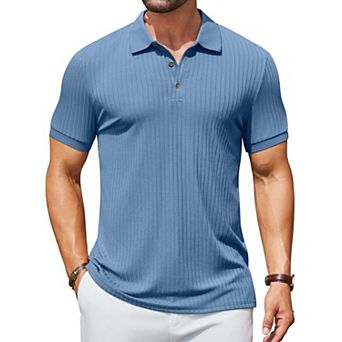 COOFANDY Men's Ribbed Polo Shirts Short Sleeve Casual Slim Fit Golf Shirt Polo T-Shirts