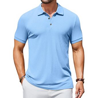 COOFANDY Men's Ribbed Polo Shirts Short Sleeve Casual Slim Fit Golf Shirt Polo T-Shirts