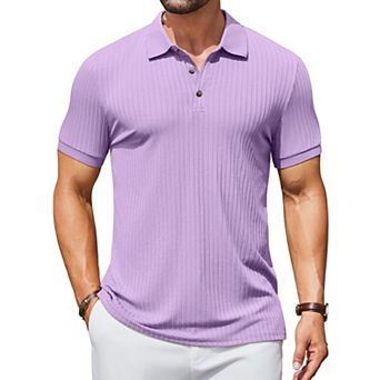 COOFANDY Men's Ribbed Polo Shirts Short Sleeve Casual Slim Fit Golf Shirt Polo T-Shirts