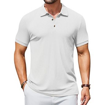 COOFANDY Men's Ribbed Polo Shirts Short Sleeve Casual Slim Fit Golf Shirt Polo T-Shirts