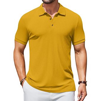 COOFANDY Men's Ribbed Polo Shirts Short Sleeve Casual Slim Fit Golf Shirt Polo T-Shirts