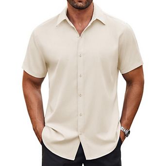 COOFANDY Mens Casual Button Down Shirts Short Sleeve Wrinkle Free Dress Shirts Summer Shirts