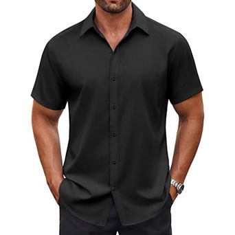 COOFANDY Mens Casual Button Down Shirts Short Sleeve Wrinkle Free Dress Shirts Summer Shirts