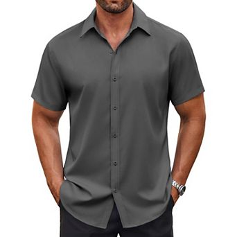 COOFANDY Mens Casual Button Down Shirts Short Sleeve Wrinkle Free Dress Shirts Summer Shirts