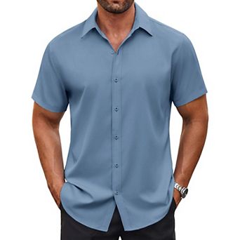 COOFANDY Mens Casual Button Down Shirts Short Sleeve Wrinkle Free Dress Shirts Summer Shirts