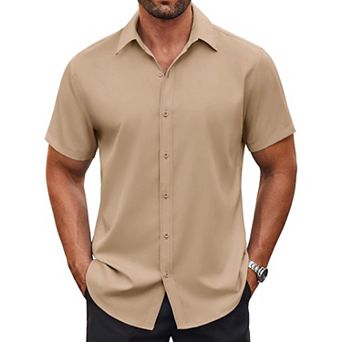 COOFANDY Mens Casual Button Down Shirts Short Sleeve Wrinkle Free Dress Shirts Summer Shirts