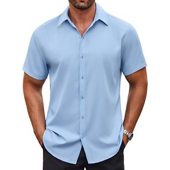 COOFANDY Mens Casual Button Down Shirts Short Sleeve Wrinkle Free Dress Shirts Summer Shirts