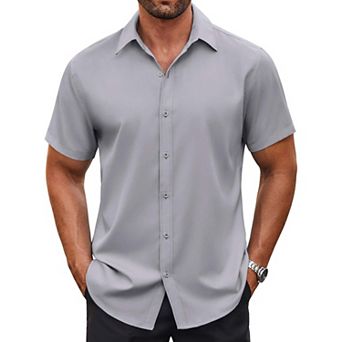 COOFANDY Mens Casual Button Down Shirts Short Sleeve Wrinkle Free Dress Shirts Summer Shirts