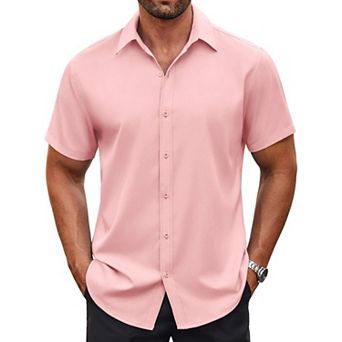COOFANDY Mens Casual Button Down Shirts Short Sleeve Wrinkle Free Dress Shirts Summer Shirts