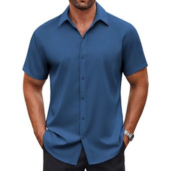 COOFANDY Mens Casual Button Down Shirts Short Sleeve Wrinkle Free Dress Shirts Summer Shirts
