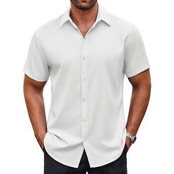 COOFANDY Mens Casual Button Down Shirts Short Sleeve Wrinkle Free Dress Shirts Summer Shirts