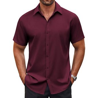 COOFANDY Mens Casual Button Down Shirts Short Sleeve Wrinkle Free Dress Shirts Summer Shirts