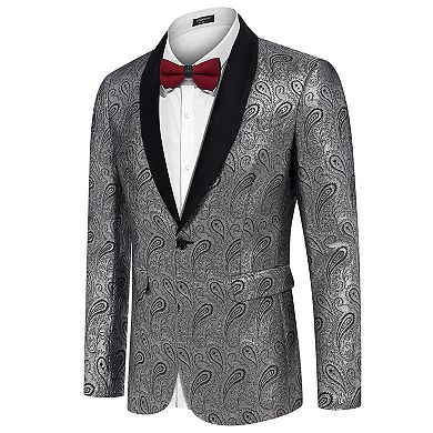 COOFANDY Mens Floral Tuxedo Jacket Paisley Shawl Lapel Suit Blazer Jacket for Dinner
