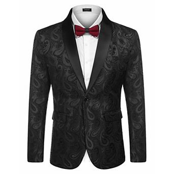 COOFANDY Mens Floral Tuxedo Jacket Paisley Shawl Lapel Suit Blazer Jacket for Dinner