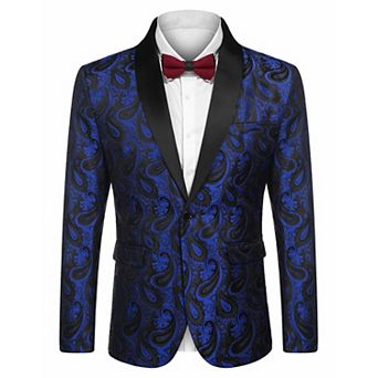 COOFANDY Mens Floral Tuxedo Jacket Paisley Shawl Lapel Suit Blazer Jacket for Dinner