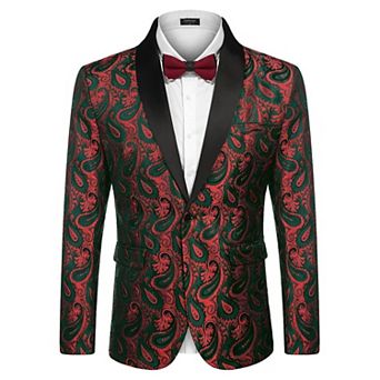 COOFANDY Mens Floral Tuxedo Jacket Paisley Shawl Lapel Suit Blazer Jacket for Dinner