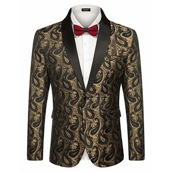 COOFANDY Mens Floral Tuxedo Jacket Paisley Shawl Lapel Suit Blazer Jacket for Dinner