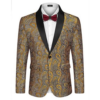 COOFANDY Mens Floral Tuxedo Jacket Paisley Shawl Lapel Suit Blazer Jacket for Dinner