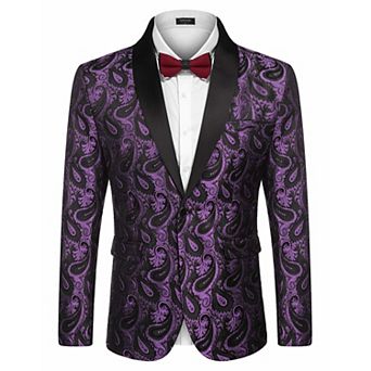 COOFANDY Mens Floral Tuxedo Jacket Paisley Shawl Lapel Suit Blazer Jacket for Dinner