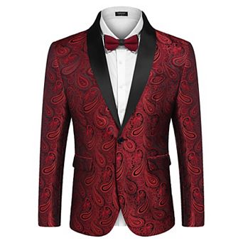 COOFANDY Mens Floral Tuxedo Jacket Paisley Shawl Lapel Suit Blazer Jacket for Dinner