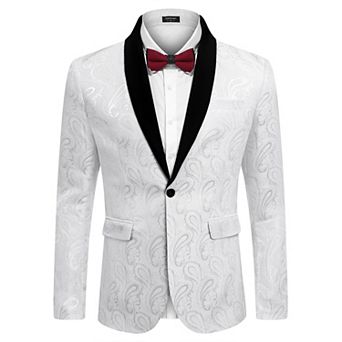 COOFANDY Mens Floral Tuxedo Jacket Paisley Shawl Lapel Suit Blazer Jacket for Dinner