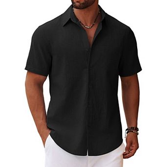 COOFANDY Button Up Shirts Short Sleeve Casual Beach Shirts Resort Wear Holiday Shirt