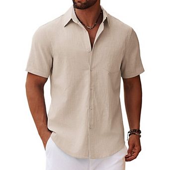 COOFANDY Button Up Shirts Short Sleeve Casual Beach Shirts Resort Wear Holiday Shirt