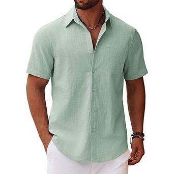 COOFANDY Button Up Shirts Short Sleeve Casual Beach Shirts Resort Wear Holiday Shirt