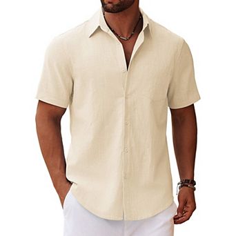 COOFANDY Button Up Shirts Short Sleeve Casual Beach Shirts Resort Wear Holiday Shirt